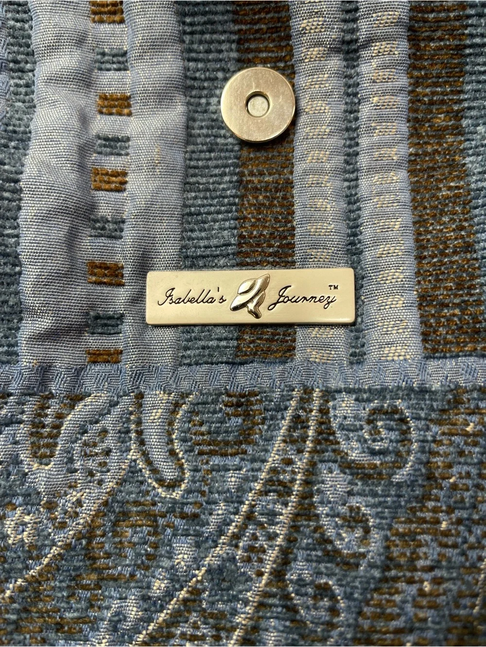 Isabella's Journey Blue Tapestry Bag X-Large Multi Section Excellent Condition
